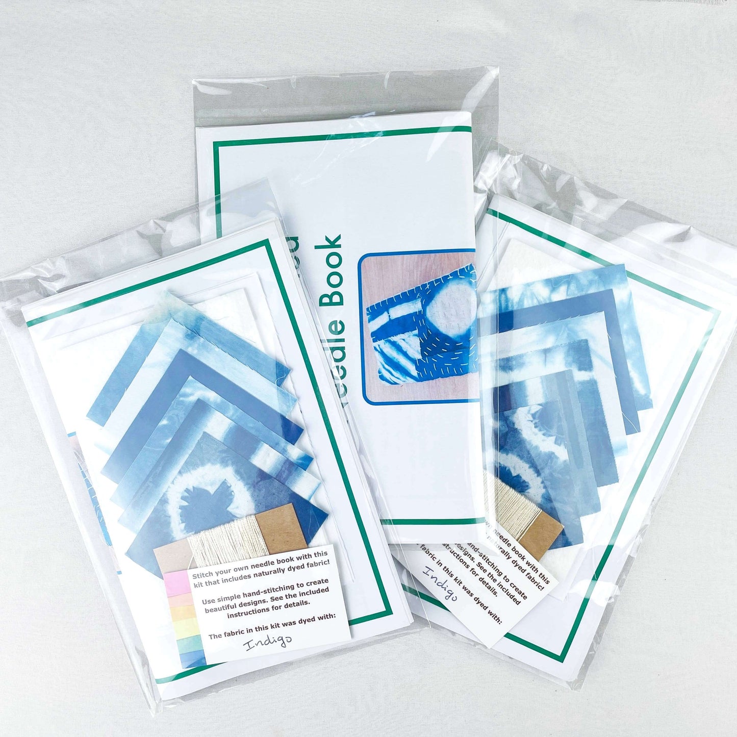 Boro Sewing Kit by Cedar Dell Designs with Natural Indigo Dyed Fabric and Instructions for Needle Book Craft