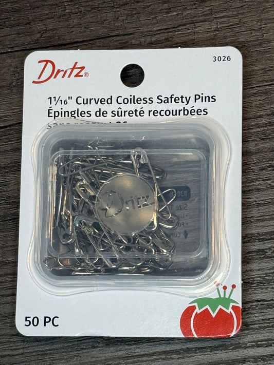 Pack of 50 Curved Coiless Safety Pins Basting Pins for quilting.