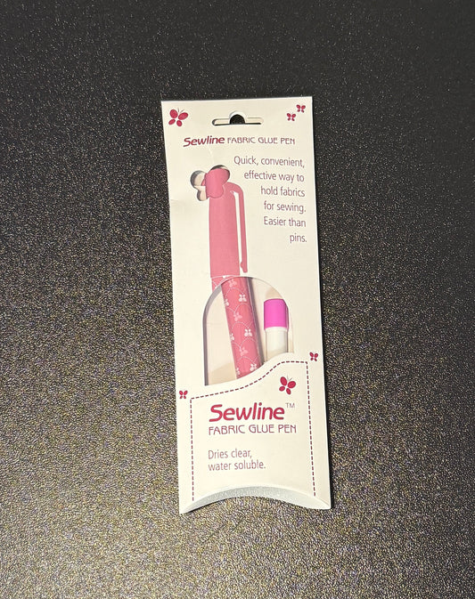 Water Soluble Glue Pen FAB50012 Pink Pen Blue Glue that dries clear - Sewline fabric glue pen package