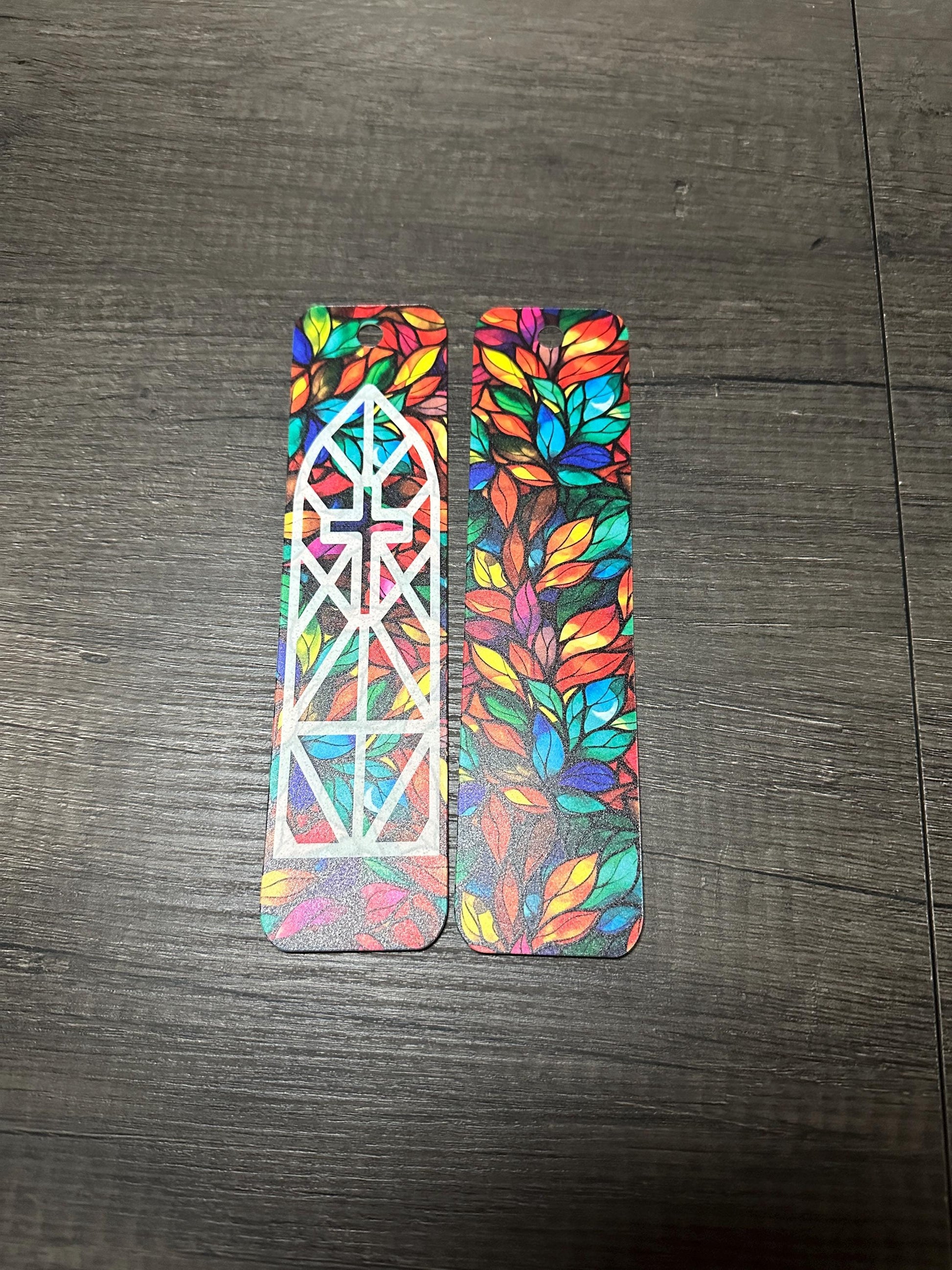 Bookmarks Faith Cross Looks Like Stained Glass Amazing Grace, vibrant colors, cross design, personalized, gift box included