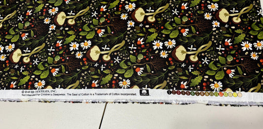 100% Cotton Woodland Mushrooms David Textiles DX-4210-4C