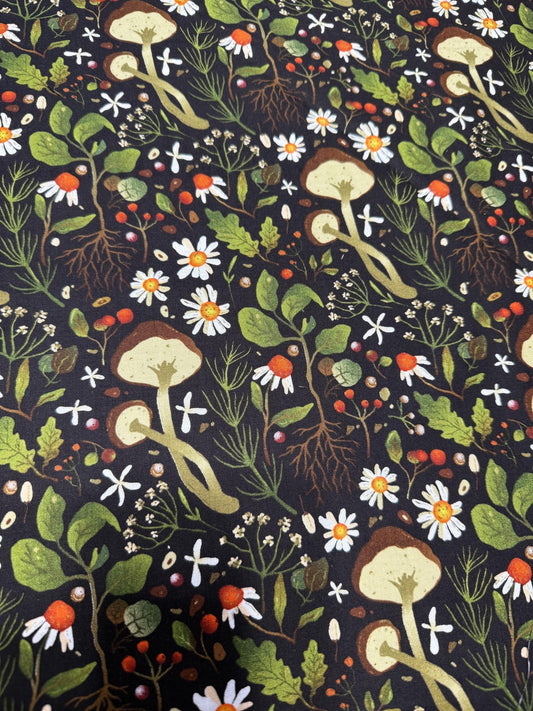 100% Cotton Woodland Mushrooms David Textiles DX-4210-4C