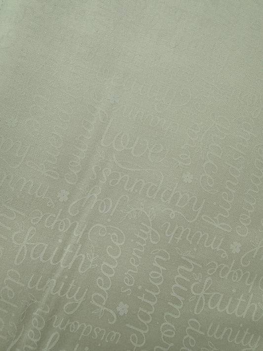 Cotton Fabric White Black Grey Benartex Botanica with subtle script pattern in white, ideal for quilting and crafts.
