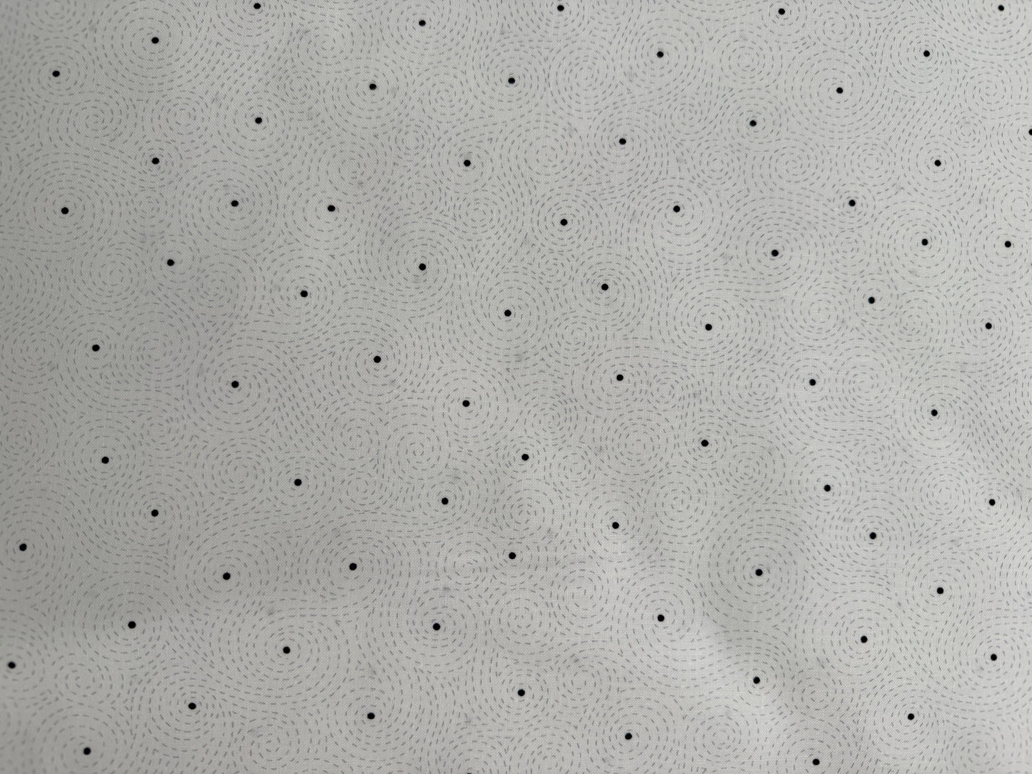 Cotton Fabric White Black Grey Benartex Botanica with small black dots on a white background, ideal for quilting and sewing projects.