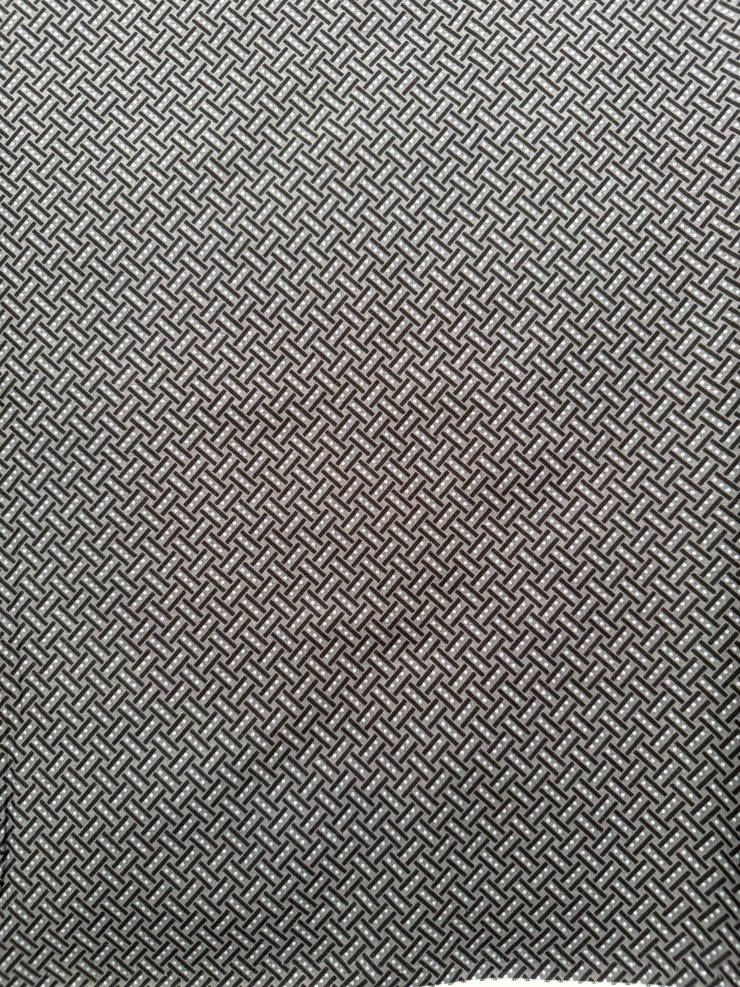 Cotton Fabric White Black Grey Benartex Botanica basketweave charcoal pattern, part of 8 piece bundle.