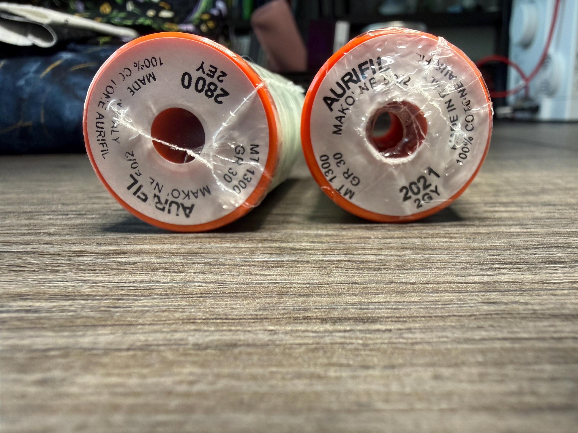 Aurifil Cotton thread end of the spools